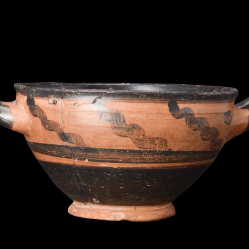 ATTIC PAINTED SKYPHOS Ca. 5th-4th century AD.
A pottery skyphos created from a f&hellip;