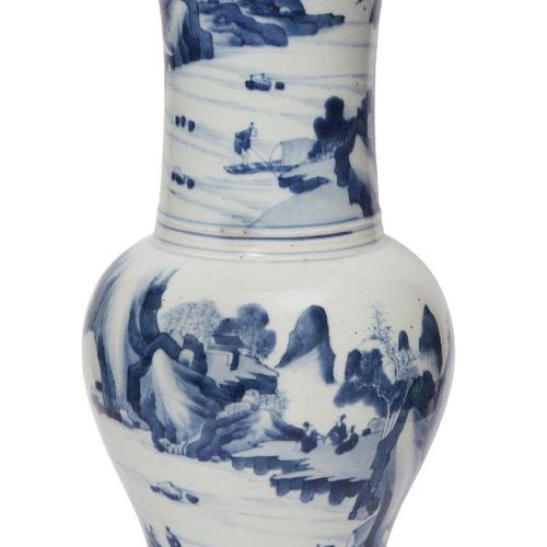 Null A Chinese porcelain 'phoenix-tail' vase, 18th century, painted in underglaz&hellip;