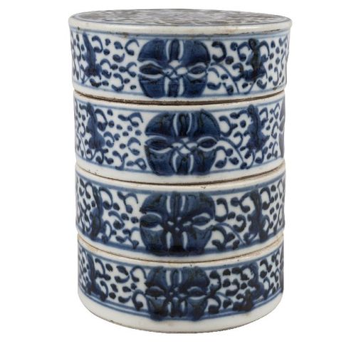 Null Boîte empilable à quatre sections en porcelaine chinoise, 19e siècle, peint&hellip;