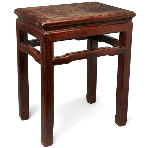Null A Chinese hardwood rectangular stool, late 19th century, on square supports&hellip;