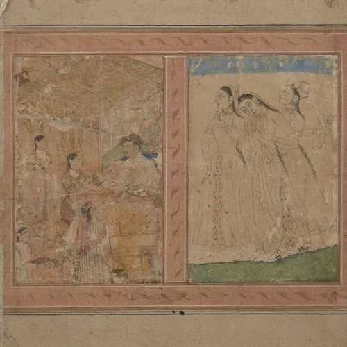 Null Mughal-Albumblatt, Kalligraphie signiert Zaman Kani, Indien, frühes 17. Jh.&hellip;