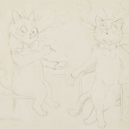 Null Louis Wain, 

British 1860-1939 - 



Smoking Cats; 



pencil on paper, si&hellip;