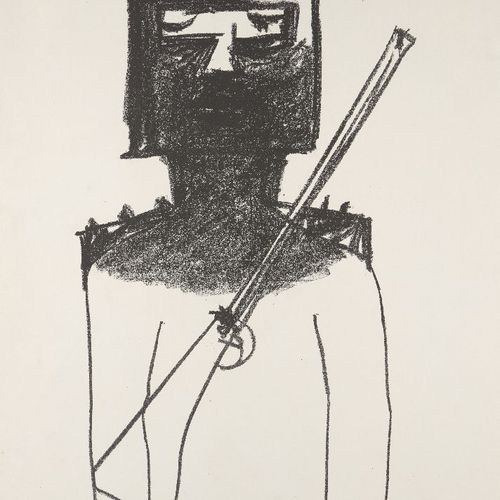 西德尼 诺兰爵士OM AC CBE。 
澳大利亚人 1917 1992 
 
内德 凯利 
 
纬线石版画，铅笔签名，65版以外的样张，80.5 x 57.3厘&hellip;