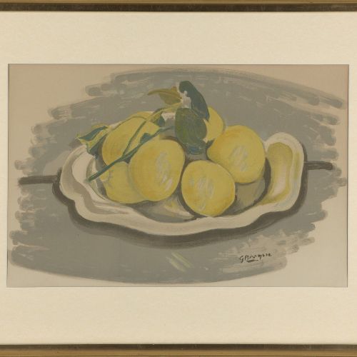 Null 在乔治-布拉克之后

法国 1882-1963-



无题静物与柠檬。



织布彩色石版画，版上有签名，图片37.8 x 56.2cm (有框架)&hellip;