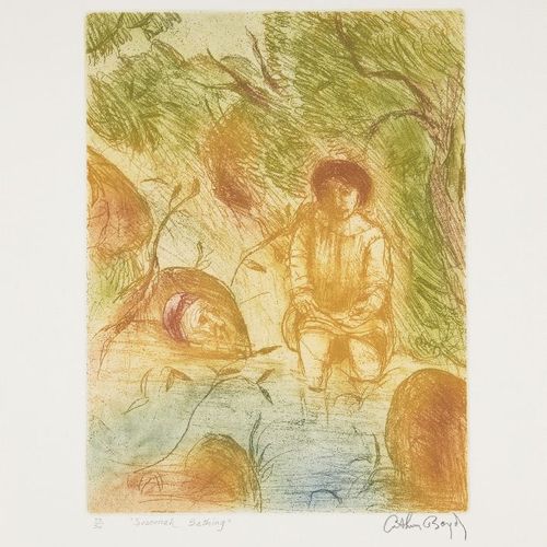 阿瑟 博伊德（Arthur Boyd AC OBE）。 
澳大利亚 1920 1999 
 
苏珊娜在洗澡（深褐色和彩色）。 
 
两幅蚀刻画，一幅是深褐色的，&hellip;