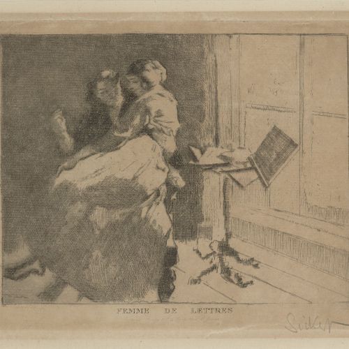Null 沃尔特-西克特，RA RBA。

英国 1860-1942-



文学女性》，1915年。



铺设的蚀刻画，用铅笔签名，板面为17.7 x 15&hellip;