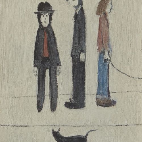 Null Laurence Stephen Lowry RBA RA, British 1887-1976-

Three Men and a Cat, 197&hellip;