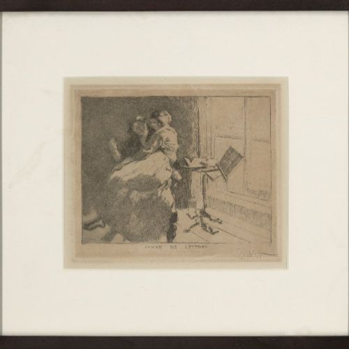 Null 沃尔特-西克特，RA RBA。

英国 1860-1942-



文学女性》，1915年。



铺设的蚀刻画，用铅笔签名，板面为17.7 x 15&hellip;