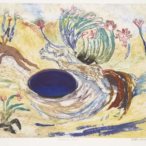 阿瑟 博伊德（Arthur Boyd AC OBE）。 
澳大利亚 1920 1999 
 
漂浮在一个黑暗的池塘上。 
 
织布彩色蚀刻画，铅笔签名，标题和编&hellip;