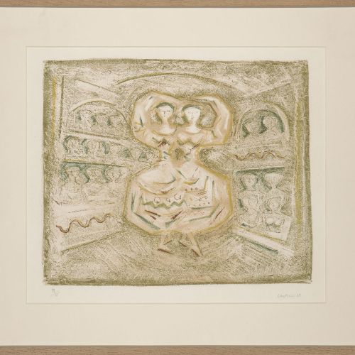 马西莫 坎皮格利 
意大利 1985 1971 
 
舞者[Meloni Tavola 212], 1965; 
 
Rives wove上的彩色石版画，铅笔签&hellip;