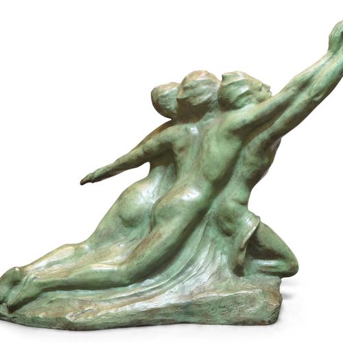 Null 尤金-坎内尔（1882-1966）。



纪念性的 "和谐 "雕塑，大约在1930年。

绿色斑驳的青铜。

背面的签名是 "Eug.背面签有 "E&hellip;