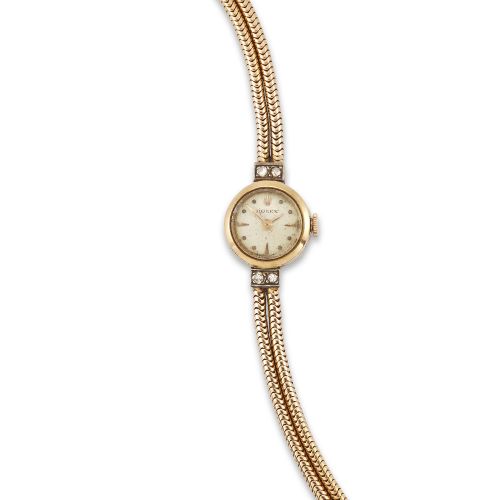 Null Rolex. A manual wind diamond set bracelet watch
Circa 1950
17 jewel Cal: 28&hellip;