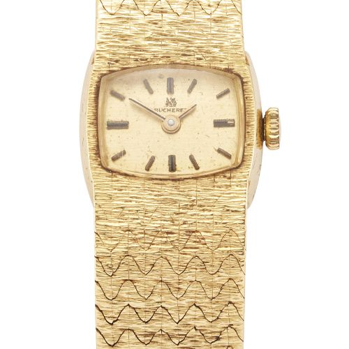 Null Bucherer. An 18ct gold manual wind bracelet watch 
Swiss 18ct gold marks, C&hellip;