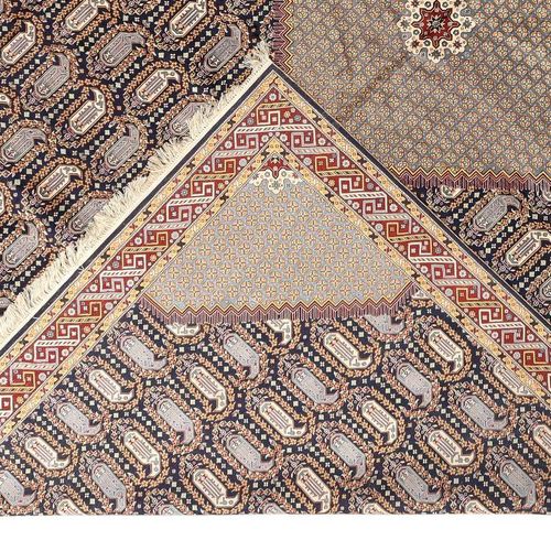 Null A modern Azerbaijani silk Baku carpet, the central diamond medallion with f&hellip;