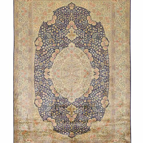 Null An Indian silk rug, Kashan design, last quarter 20th century, signed, the c&hellip;