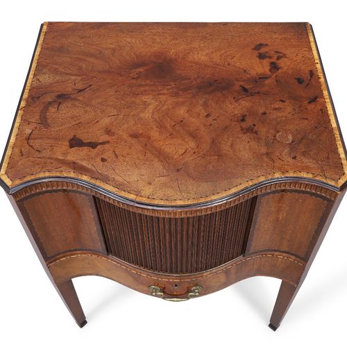 Null A George III mahogany, ebonised and satinwood crossbanded bedside commode, &hellip;