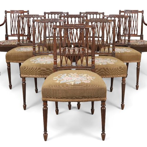 Null A matched set of ten George III mahogany dining chairs, last quarter 18th c&hellip;