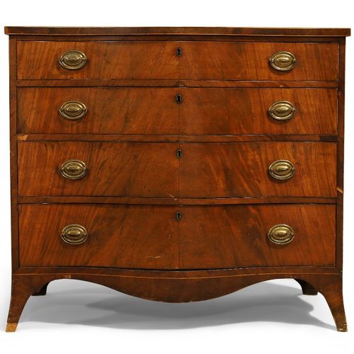 Null A George III mahogany and line inlaid serpentine front chest, first quarter&hellip;