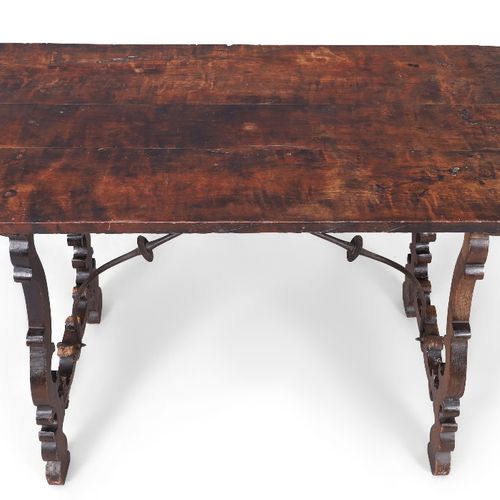 Null A Spanish baroque walnut side table, late 17th/early 18th century, the rect&hellip;