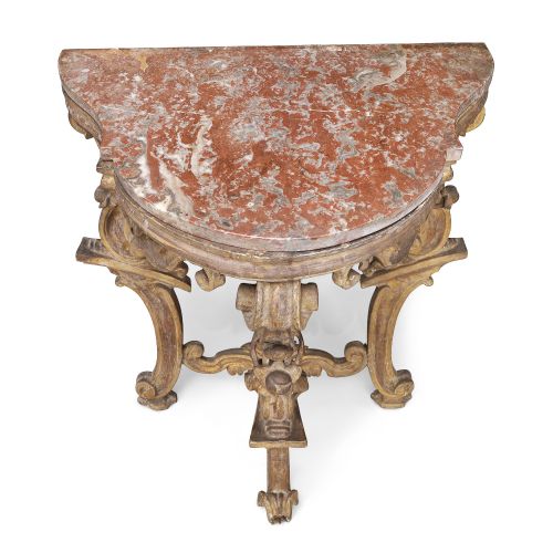 Null An Italian parcel-gilt and polychrome decorated console table, first quarte&hellip;