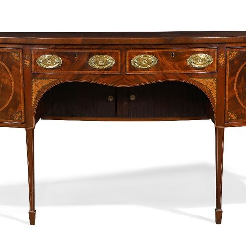 Null A George III mahogany and marquetry bow front sideboard, last quarter 18th &hellip;
