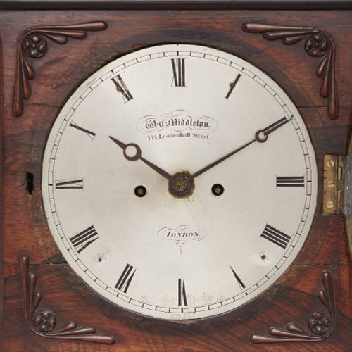 Null A Victorian rosewood bracket clock, mid-19th century, with shaped top above&hellip;