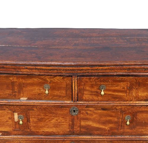 Null An English walnut and oak feather banded chest on stand, first quarter 18th&hellip;
