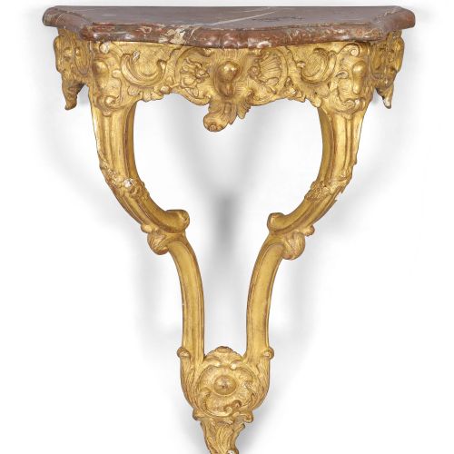 Null A French transitional giltwood and gesso console table, last quarter 18th c&hellip;