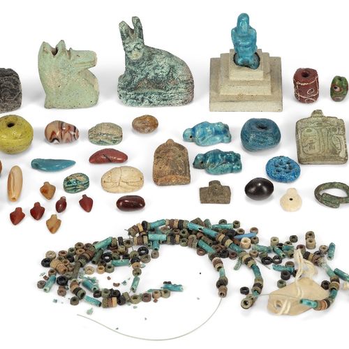 Null A group of ancient and later faience, hardstone and glass beads and amulets&hellip;
