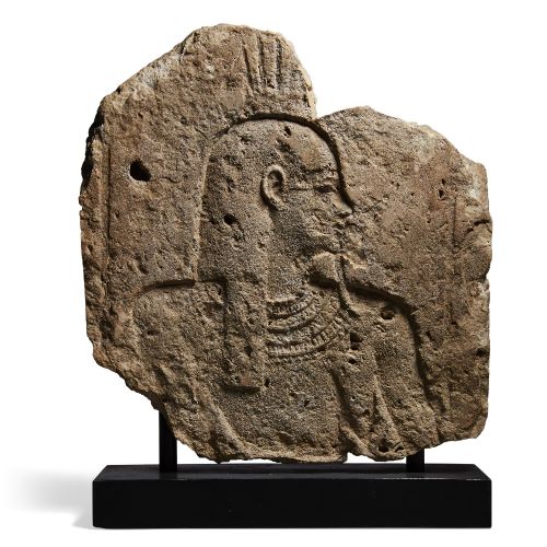 Null An Egyptian fragmentary relief with the bust of a god or king, Ptolemaic Pe&hellip;