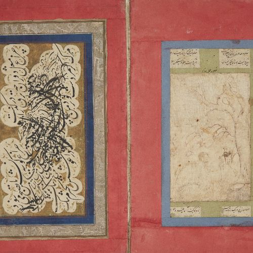 Null 卡扎尔书法册页

波斯，16-19 世纪

这本画册采用心形格式，包含 20 幅书法作品，其中一幅画在纺织品上，后来归属于Bihzad，这幅画是卡扎尔&hellip;