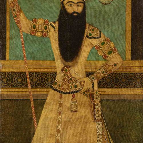 Null 无底价出售

阿里-沙阿（Fath 'Ali Shah）的立像、

二十世纪

画布印花，描绘国王身着帝王礼服，手持带鸟顶饰的权杖，有框

156 x&hellip;