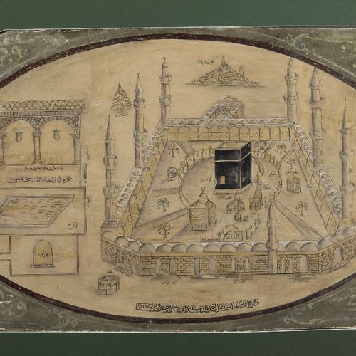 Null 无底价出售

灰泥板上的麦加大景，署名 Ismai'l Ahmad Al-Dimashqi、

奥斯曼帝国，日期为伊斯兰历 1311 年/公元 189&hellip;