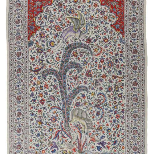 Null Deux panneaux en soie kalamkari,

Ispahan, Iran, XIXe siècle,

Chacun avec &hellip;