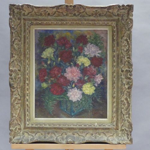 Null Raymonde BOUQUET, Fleurs, huile sur toile, Signé en bas à droite et daté 19&hellip;