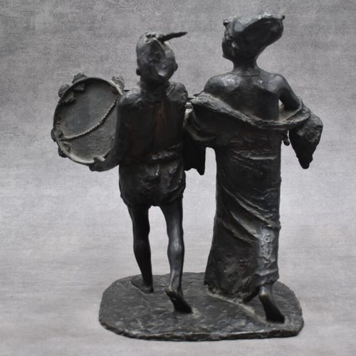 F. DE MATTEIS, Bronze F. DE MATTEIS, Couple de musiciens. Bronze à patine noire,&hellip;