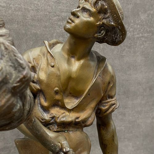 Null Jean Didier DEBUT (1824-1893) Le Faneur, bronze patiné, signé sur la terras&hellip;