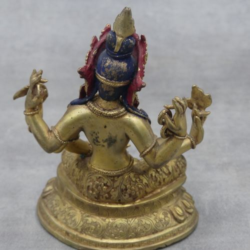 Null ASIE du SUD. Shiva bronze ciselé et doré, détails du visage et dee la coiff&hellip;
