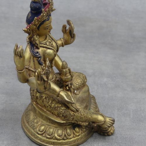 Null ASIE du SUD. Shiva bronze ciselé et doré, détails du visage et dee la coiff&hellip;