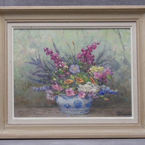 Null André BERONNEAU (1886-1973). Fleurs anglaises à Stalford, huile sur panneau&hellip;
