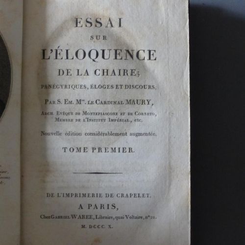 Null Le Cardinal MAURY (1746-1817) ESSAI SUR L'ELOQUENCE DE LA CHAIRE, 2 volume &hellip;