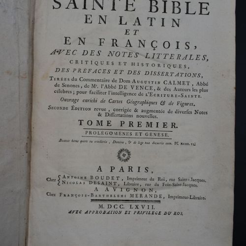 Null [BIBLE] Latin-Français (1748-1750), LA SAINTE BIBLE en latin et en français&hellip;