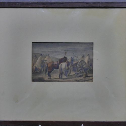 Null Ecole du XIXème siècle, Chevaux, aquarelle et crayon noir sur papier. Dimen&hellip;