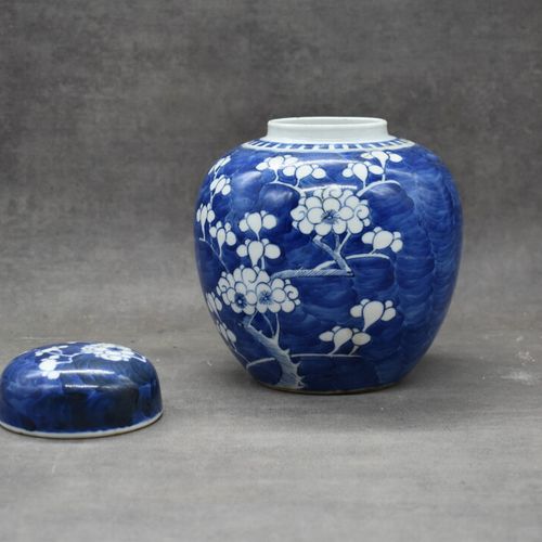 Null CHINE. Pot à gingembre en porcelaine à décor de fleurs de prunus sur fond b&hellip;