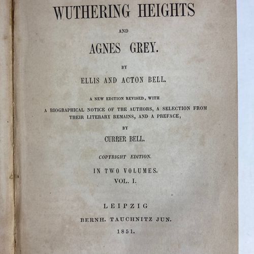 Null BRONTË -- BELL, E. & A. Wuthering Heights and Agnes Grey. A new edition rev&hellip;