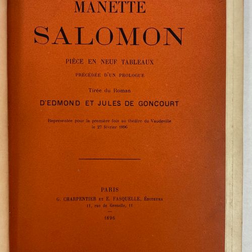 Null GONCOURT, E. De. Manette Salomon. Pièce en neuf tableaux, précédée d'un pro&hellip;
