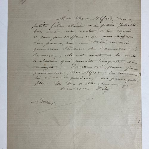 Null ROPS, Félicien (1833-1898). Letter to Alfred Delvau. Namur, n.D. (c. 1865).&hellip;