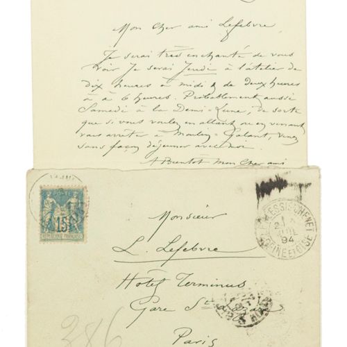 Null ROPS, Félicien (1833-1898). Letter to L. (?) Lefebvre. (Essonnes), 9 July 1&hellip;