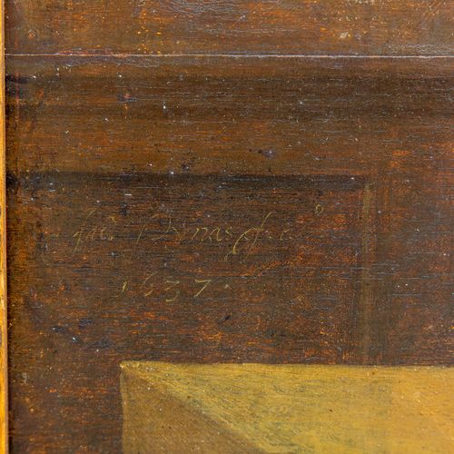 Jacob Pynas (1592/3-1650/60) 雅各布-皮纳斯（1592/3-1650/60），《天使与大卫王》，板面油画，71x127厘米，签名并注&hellip;
