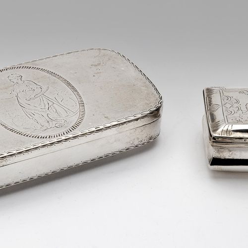 A Dutch silver snuff box and a tobacco box, Schoonhoven A Dutch silver snuff box&hellip;
